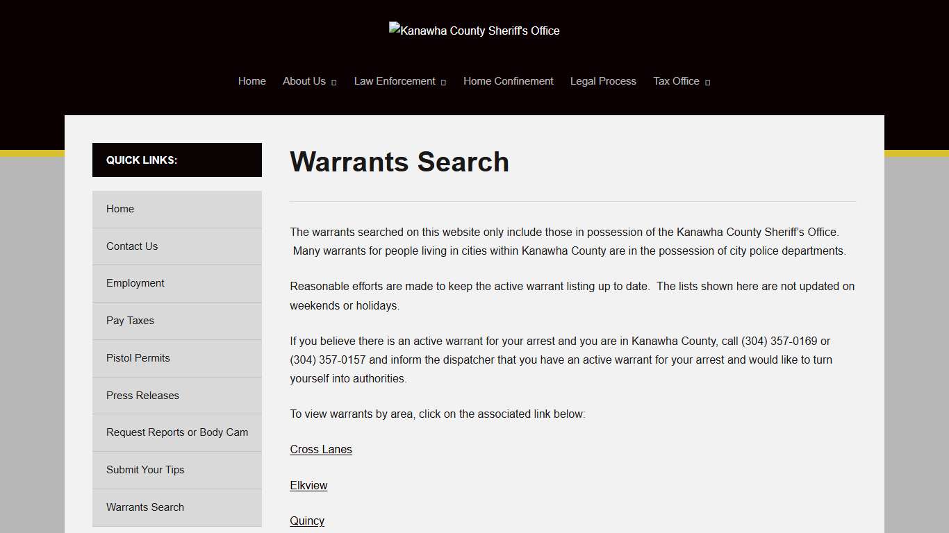 Warrants Search – Kanawha County Sheriff's Office